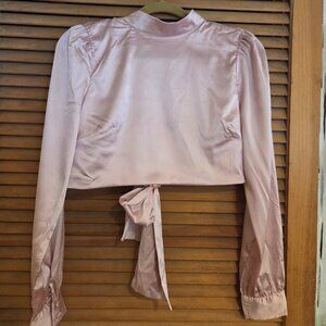 Soft pink open back satin top